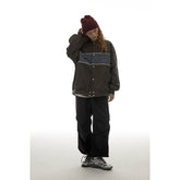 Unisex Jacket Retro Patchwork Contrast Color Loose Jacket Baseball Uniform